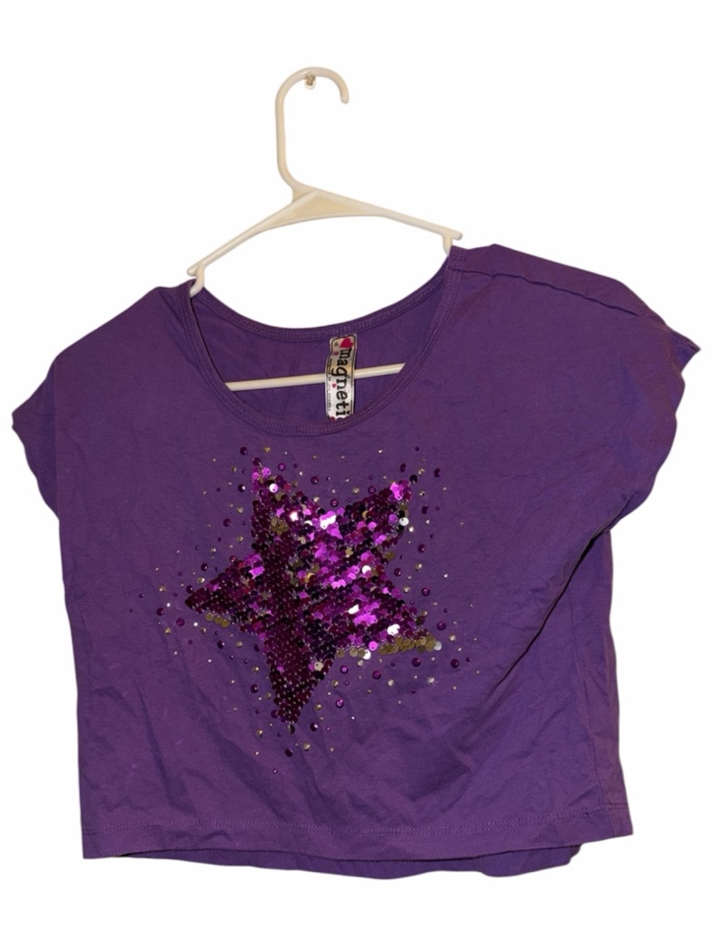 Y2K Purple Sequin Star Crop Top